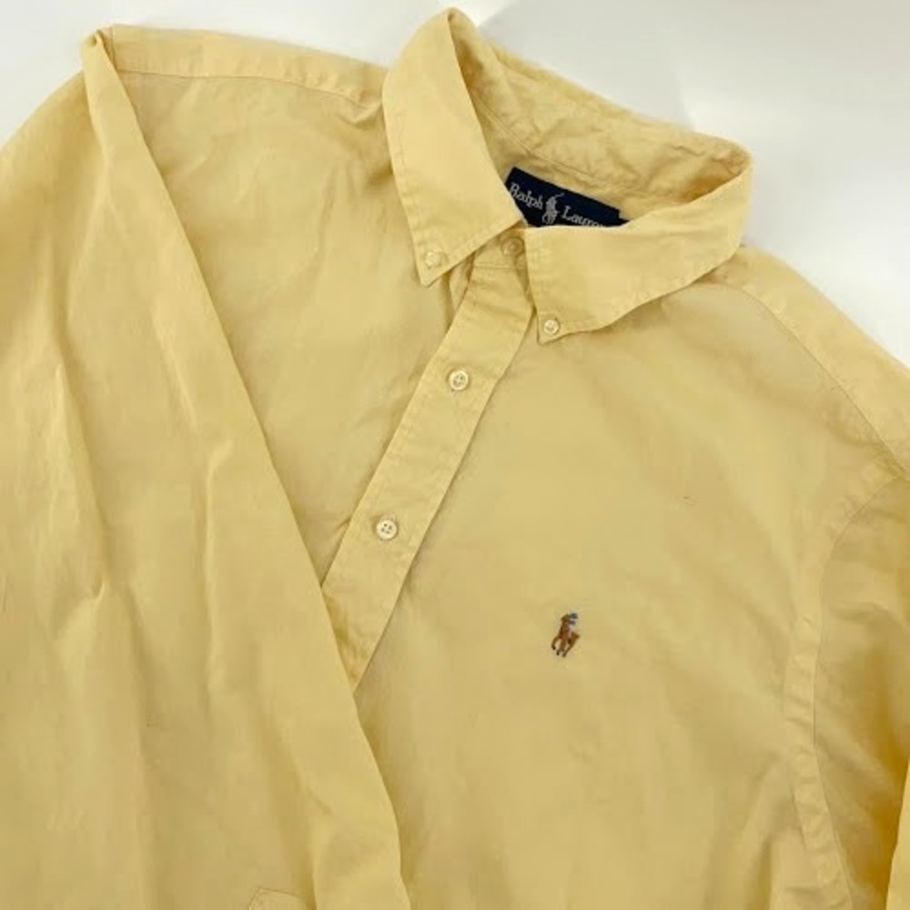 Ralph Lauren Button Down Long Sleeve Shirt Mens 17 1/2 36/37 Yellow  Classic Fit